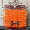 Hermes Orange Constance MM 24cm Crocodile Bag - Image 6