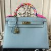 Hermes Light Blue Epsom Kelly 32cm Sellier Bag - Image 3
