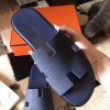 Hermes Izmir Sandals In Navy Blue Clemence Leather - Image 5