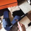 Hermes Izmir Sandals In Navy Blue Clemence Leather - Image 7