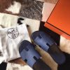Hermes Izmir Sandals In Navy Blue Clemence Leather - Image 8