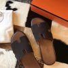 Hermes Izmir Sandals In Chocolate Suede Leather - Image 2
