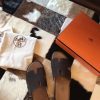 Hermes Izmir Sandals In Chocolate Suede Leather - Image 4