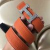 Hermes H Belt Buckle & Orange Clemence 32 MM Strap - Image 2