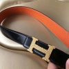 Hermes H Belt Buckle & Orange Clemence 32 MM Strap - Image 4