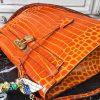 Hermes Kelly 32cm Bag In Orange Crocodile Leather - Image 12