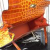 Hermes Kelly 32cm Bag In Orange Crocodile Leather - Image 10