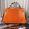 Hermes Kelly 32cm Bag In Orange Crocodile Leather - Image 8