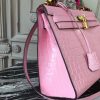 Hermes Kelly 32cm Bag In Pink Crocodile Leather - Image 10