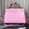 Hermes Kelly 32cm Bag In Pink Crocodile Leather - Image 3