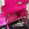 Hermes Kelly 32cm Bag In Rose Red Crocodile Leather - Image 8