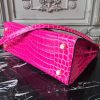Hermes Kelly 32cm Bag In Rose Red Crocodile Leather - Image 4