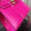 Hermes Kelly 32cm Bag In Rose Red Crocodile Leather - Image 13