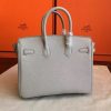 Hermes Pearl Grey Clemence Birkin 30cm Handmade Bag - Image 3