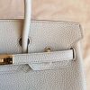 Hermes Pearl Grey Clemence Birkin 30cm Handmade Bag - Image 6
