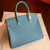 Hermes Blue Jean Epsom Birkin 30cm Handmade Bag - Image 4