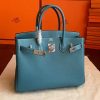 Hermes Blue Jean Epsom Birkin 30cm Handmade Bag - Image 7