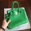 Hermes Bamboo Clemence Birkin 25cm Handmade Bag - Image 7