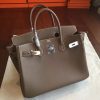 Hermes Etoupe Clemence Birkin 25cm Handmade Bag - Image 8