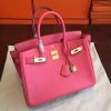 Hermes Rose Lipstick Clemence Birkin 25cm Handmade Bag - Image 4