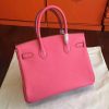 Hermes Rose Lipstick Clemence Birkin 25cm Handmade Bag - Image 5
