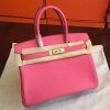 Hermes Rose Lipstick Clemence Birkin 25cm Handmade Bag - Image 9