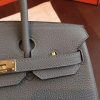 Hermes Vert Gris Clemence Birkin 25cm Handmade Bag - Image 9