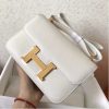 Hermes Epsom Constance 24cm White Handmade Bag - Image 5