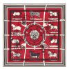 Hermes Red H Imprimeur Fou Couvertures d'Ex-Libris Shawl 140cm - Image 5