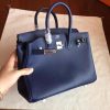 Hermes Sapphire Epsom Birkin 25cm Handmade Bag - Image 5
