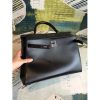 Hermes All Black Box Kelly 35cm Handmade Bag - Image 4