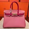 Hermes Pink Espom Horseshoe Brikin 30cm Handmade Bag - Image 3