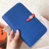 Hermes Bicolor Dogon Duo Wallet In Blue/Piment Leather - Image 4
