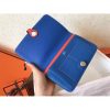Hermes Bicolor Dogon Duo Wallet In Blue/Piment Leather - Image 6