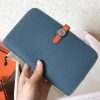 Hermes Bicolor Dogon Duo Wallet In Jean/Orange Leather - Image 4