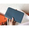 Hermes Bicolor Dogon Duo Wallet In Jean/Orange Leather - Image 6