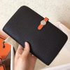 Hermes Bicolor Dogon Duo Wallet In Black/Orange Leather - Image 6