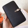 Hermes Bicolor Dogon Duo Wallet In Black/Taupe Leather - Image 7