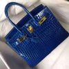 Hermes Blue Electric Birkin 30cm Crocodile Niloticus Shiny Bag - Image 3