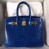 Hermes Blue Electric Birkin 30cm Crocodile Niloticus Shiny Bag - Image 5