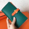 Hermes Bi-Color Epsom Bearn Wallet Malachite/Orange - Image 8