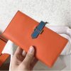 Hermes Bi-Color Epsom Bearn Wallet Orange/Blue Jean - Image 4