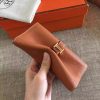 Hermes Brown Clemence Bearn Gusset Wallet - Image 2