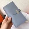 Hermes Blue Lin Epsom Bearn Gusset Wallet - Image 3