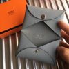 Hermes Blue Lin Epsom Calvi Card Holder - Image 5