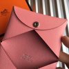 Hermes Pink Epsom Calvi Card Holder - Image 6