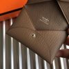 Hermes Taupe Epsom Calvi Card Holder - Image 7