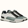 Hermes Trail Sneaker In White/Blue Calfskin - Image 2