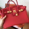 Hermes Red Swift Birkin 30cm Handmade Bag - Image 4