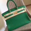 Hermes Bamboo Clemence Birkin 35cm Handmade Bag - Image 3